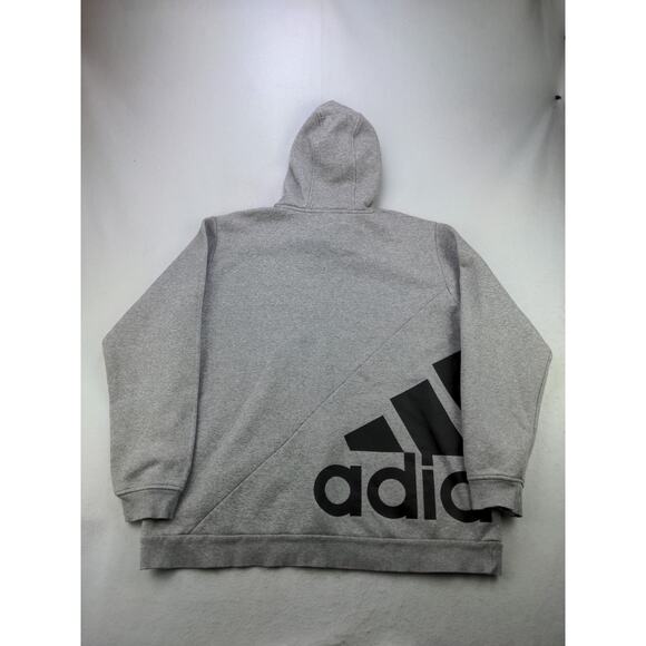 Mens Adidas Pullover Hoodie Size L Gray Big Wraparound Logo Sweatshirt - Picture 2 of 12